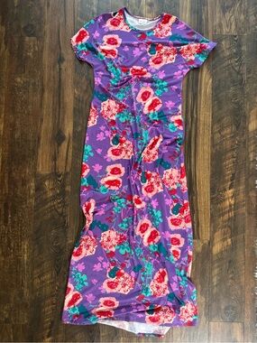 Purple Floral Summer Maxi Dress - size large